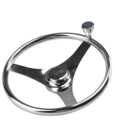 NovelBee 3 Spoke Stainless Steel Boat Steering Wheel 13-1/2" with Control Knob and Cap
