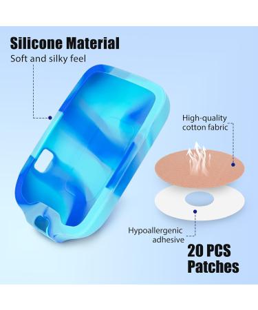 YOUSHARES Silicone Case for Libre 2 Reader | 20 Beige Waterproof Sensor Patches | Anti-Drop & Scratch Protection (Blue & White - Buy Online on GoSupps.com
