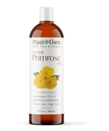 Evening Primrose Oil 32 fl. oz. Cold Pressed 100% Pure Natural Carrier - Skin Face Body and Hair Growth Moisturizer. Great For DYI Soap Making Creams and Lip balms.