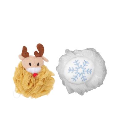 CANIGHT 2pcs Bath Ball Loofah Shower Sponge Bath Loofahs Exfoliating Sponge Holiday Bath Scrubber Cute Shower Puff Ball Mesh Shower Puff Bath Back Sponges Xmas Themed Bath Flowers Pe 1 Count (Pack of 1)