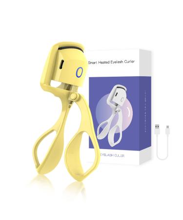 Heated Eyelash Curlers  Electric Eyelash Curlers USB Rechargeable Electric Eyelash Curler Heated Professional Eyelash Curlers for Women Long Last Curling Yellow