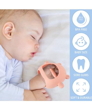 Bite Ring Baby Toys - 2 Pack Dental Aid for 0-12 Months | Glove Biting Toys Gifts for Newborns & Toddlers (Brown + Pink) - Buy Online on GoSupps.com