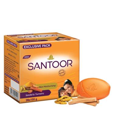Santoor Sandal & Turmeric Soap - 3x150gm | Natural Skincare for Glowing Skin | International Shipping Available - Buy Online on GoSupps.com