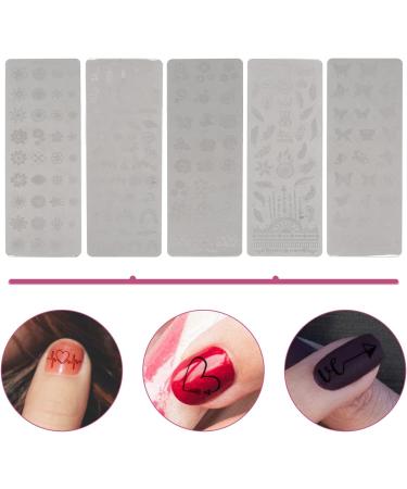 Lurrose Nail Stamp Plates - 5 Flower & Leaf Stencils for DIY Manicure Art | Perfect for Vacation & Festival | Tools for Women & Girls - Buy Online on GoSupps.com