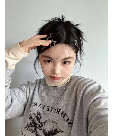 Silver Star Snap Hair Clips Set - 10 Pieces Y2K 2000s Girls Hair Barrettes & Headpieces - Buy Online on GoSupps.com