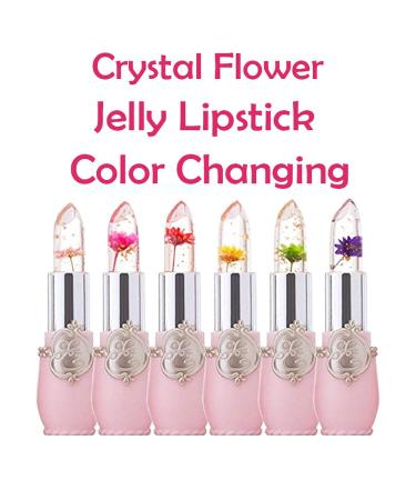 2Pcs Crystal Flower Jelly Color Changing Lipstick with Real Flowers - Prime Lip Color Change Magic Lip Gloss | PH Glitter Jelly Lipstick - Buy Online on GoSupps.com
