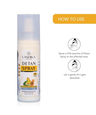 De-tan Spray with Papaya Avocado & Honey | Soothes Sunburn & Protects from UVA/UVB | Anti-Aging & Moisturizes Dry Skin - 100ML - Buy Online on GoSupps.com
