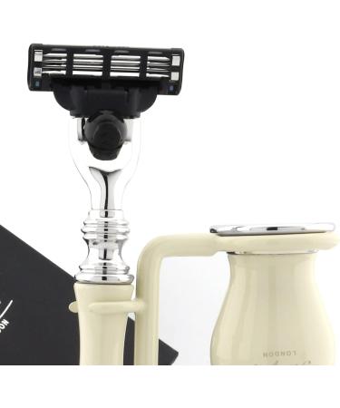 Luxury 5 Pc Men's Shaving Kit | 3 Edge Razor Silver Tip Badger Brush Stand Soap & Bowl - International Shipping Available - Buy Online on GoSupps.com