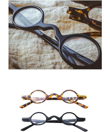 Small Round Retro Reading Glasses for Men & Women - 2 Pairs (Leopard + Black 1.50 Magnification - Buy Online on GoSupps.com