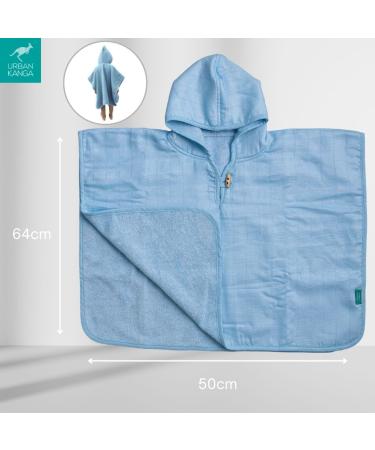 Urban Kanga Baby Bath Poncho with Hood | Two-Sided Crystal Blue Poncho for Children 1 Year - International Shipping - Buy Online on GoSupps.com