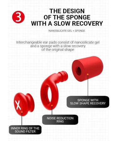 Silicone Reusable Ear Plugs for Sleeping, Noise Reduction - Soft Sound Blocking Earplugs for Concerts, Work, Travel - Red - Buy Online on GoSupps.com