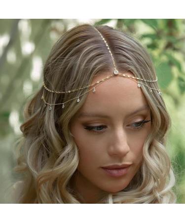 STONEFANS Rhinestone Head Chain Jewelry Silver Bride Headpiece Wedding Headbands Chain Layered Festival Prom Hair Accessories for Women And Girls Adjustable Copper Gold - Buy Online on GoSupps.com