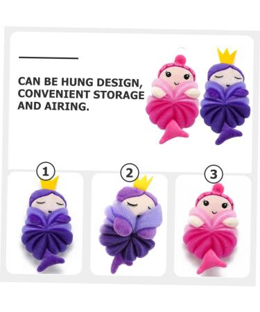 4 Pcs Exfoliating Bath Balls - Loofah Sponge Set for Shower & Bath - Mermaid Bath Scrubber & Pouf - Natural Cleaning Sponges - Buy Online on GoSupps.com