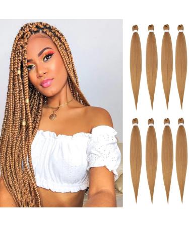 8 Bundle Pre Stretched Lichen from hair extension Braid Professional Yaki Kunstfaser Crochet Twist Braids Ez Hair Extensions 50cm coffee brown 20inch-8packs/Lot coffee brown