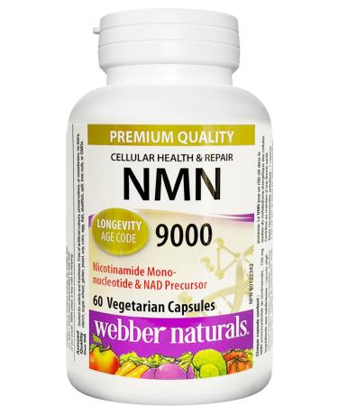 Webber Naturals NMN 9000 Pack of 60 Nicotinamide Mononucleotide 150mg Servings NAD+ Booster Supplement |Support Cellular Energy Metabolism Immunity and Healthy Aging