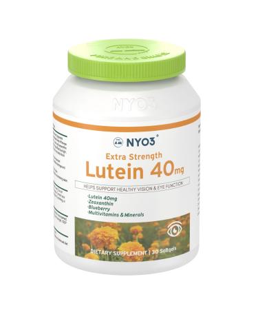 NYO3 Lutein & Zeaxanthin 40mg with Blueberry, Eyes Vitamins and Mineral Supplement Multivitamins for Eye & Vision Health | Antioxidant Support, 30 Softgels