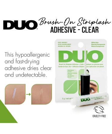 Duo Brush-On Strip Lash Adhesive 2-Pack, 0.18 oz - Clear, Fast Drying, Non-Irritating Formula with Vitamins A, C & E - Safe for Sensitive Eyes and Skin - Buy Online on GoSupps.com