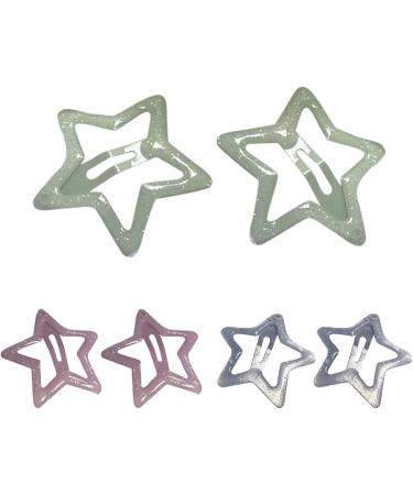 Shining Star Hair Clips Sweet Hollowed Star Snap Hair Clips Hair Clamps Barrettes for Girls Women Cute Headpieces Silver Five Pointed - Buy Online on GoSupps.com