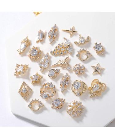 22 Pieces of 3D luxury clear shining zircon alloy nail art decoration charming fashion DIY unique nail art works - Buy Online on GoSupps.com