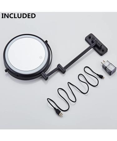 Gecious Black LED Makeup Mirror with 3 Color Lights 8 inch Double Sided 1X/7X Magnifying, 360 Rotation Vanity Mirror for Home Bathroom Shaving - Plug Powered - Buy Online on GoSupps.com