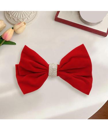 Red Hair Bow Hair Clip Velvet Hair Bows for Women Big Bowknot Hairpin Vintage French Large Hair Barrettes Hair Accessories for Women Girls Headdress Gifts - Buy Online on GoSupps.com