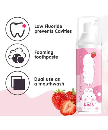 Kids Strawberry Foam Toothpaste - Low Fluoride, Natural Ingredients for Children's Teeth Whitening and Cleaning - Buy Online on GoSupps.com