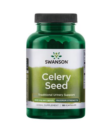 Swanson Celery Seed Extract (Cellery) Urinary Health Antioxidant Support Phytochemicals Volatile Oils Supplement Maximum Strength 500 mg 180 Capsules