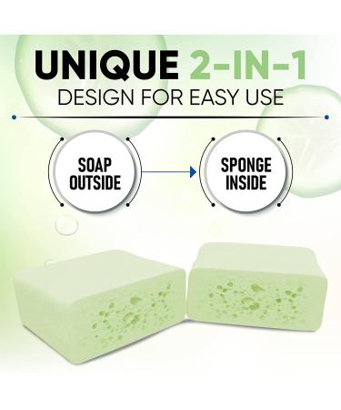 Esponjabon Mother of Pearl & Cucumber Melon Soap Sponges - 2-Pack Shower Scrubbers for Foot, Elbow & Face Care - Buy Online on GoSupps.com
