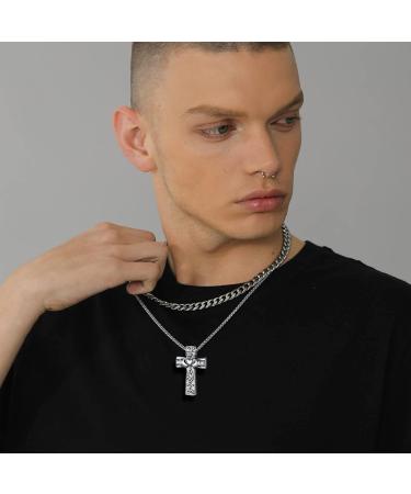 U7 Women's Cremation Urn Necklace - Celtic Knot Dog Feet Wings & Crucifix - Stainless Steel Cylinder Pendant - Fire Burial Jewelry - Buy Online on GoSupps.com