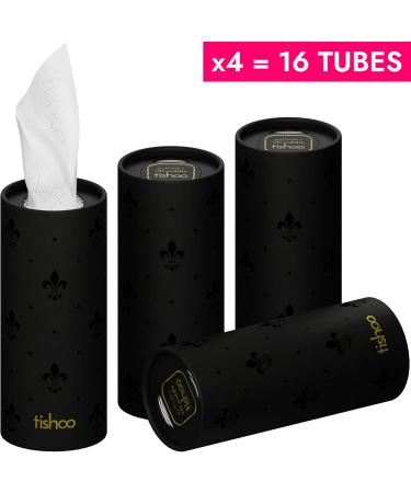 TiShoo Extra Soft Handkerchiefs - 16 Tubes with Moisturizer | Eco-Friendly Packaging | Perfect for Car Home & Travel - Black - Buy Online on GoSupps.com