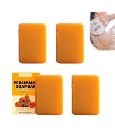 ZLHHRZJX Solid persimmon soap for body odor organic shower soap for women and men solid persimmon cleansing shower gel herbal soap bar and cleanser multi-purpose shower gel (4 PCS)