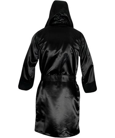Cleto Reyes Satin Boxing Robe with Hood - Large - Black | Premium Quality - Buy Online on GoSupps.com