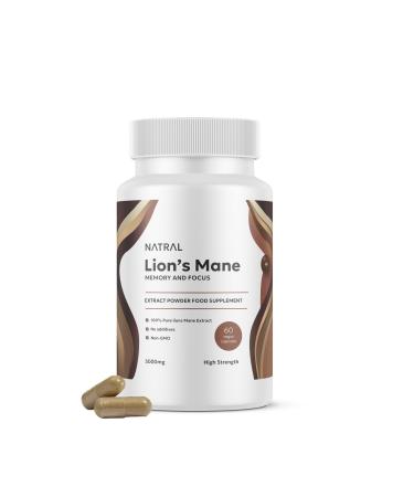 5000mg Pure Lion's Mane Mushroom High Strength Capsules - 60 Vegan Capsules No Filler 100% Fruiting Body Extract with 30% Polysaccharides Supplement for Mental Clarity and Focus