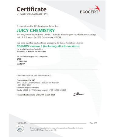 Juicy Chemistry Certified Organic Face Wash - Natural Tamanu Kakadu Plum & Frankincense for Damaged & Pigmented Skin (100ml) - International Shipping Available - Buy Online on GoSupps.com