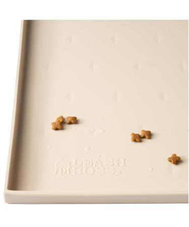Leash boss spray mat XXL - bowl pad cats & dogs with large lip slide and waterproof silicone bowl pad for feed water or fountain (76 x 56 cm beige) xxl - 76 x 56 cm beige