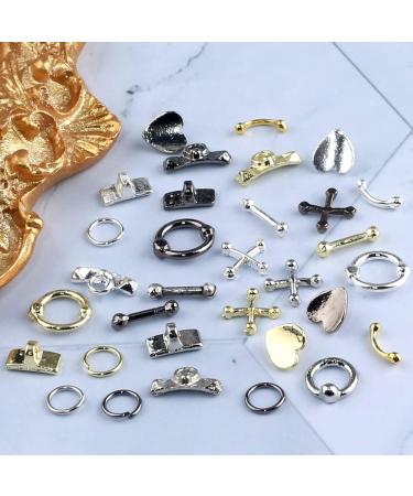 Dornail Pack of 30 Punk Nail Charms Alloy Nail Charms Pendant 3D Cross Nail Pendant Metal Hanging Rings Bar Gothic Nail Jewellery Nail Art Accessories Nail Set Nail Art Decoration - Buy Online on GoSupps.com