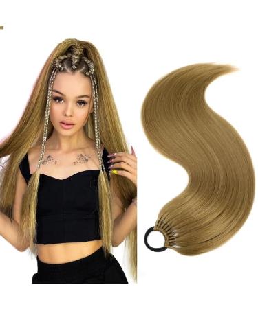 60 cm Long Straight Ponytail Hairpiece Synthetic Hair Extension Braid Hair Extension for Women Girls (Light Brown)