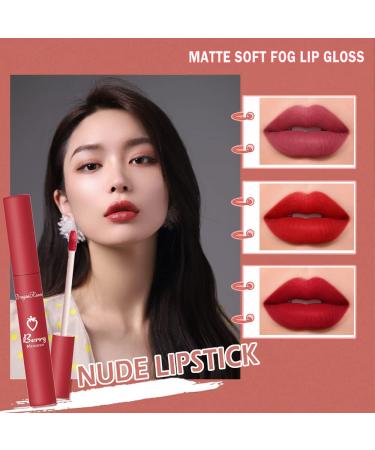 Nude Matte Liquid Lipstick Set - Long-Lasting, Moisturizing, Waterproof | 3 PC Natural Matte Velvet Lip Tint & Gloss Kit for Women & Girls - Buy Online on GoSupps.com