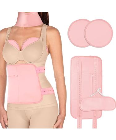 4 Pack Castor Oil Pack for Chest Neck and Liver Organic Cotton Flannel Castor Oil Pack Wrap Kit Reusable Compress Castor Oil Wrap for Liver Detox Thyroid Anti Oil Leak (Pink)