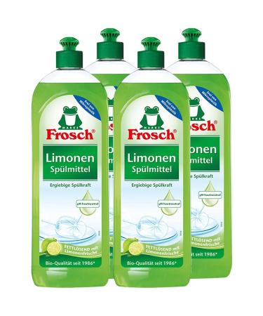 4x Frosch dishwashing liquid 750 ml with fat-dissolving lemon extracts