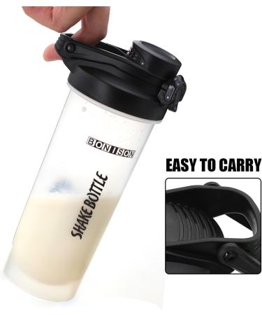 HOOPLE 24oz Black BPA-Free Plastic Shaker Bottle with Leak-Proof Twist Cap for Protein Shakes and Smoothies - Buy Online on GoSupps.com