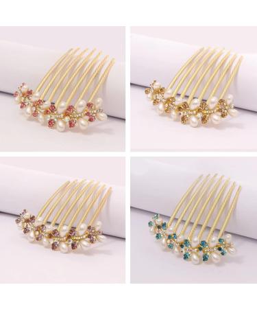 Hair Combs Slides for Women Hair Comb Clips Hair Piece Pins with Pearl Rhinestones Hair Accessory - Buy Online on GoSupps.com