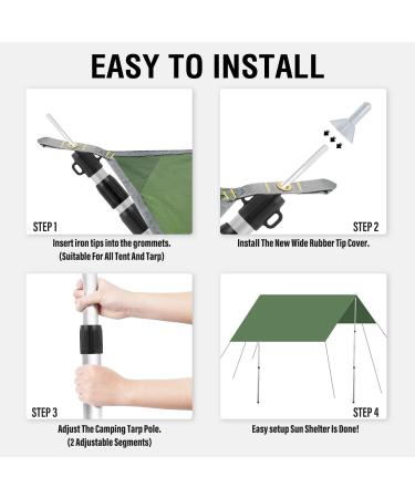 Grassman 7.5ft Aluminum Tarp Poles 2 Pack - Adjustable & Lightweight Camping Telescoping Poles for Tent, Car Canopy, Shelter Tarp - Buy Online on GoSupps.com