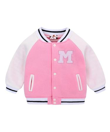 famuka Baby Jacket Boys Girls Jacket Kids Baseball Suit Coat 12-18 Months Pink