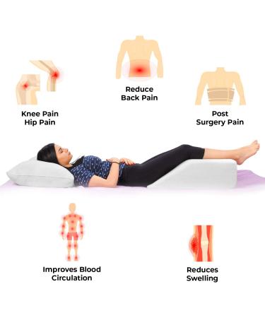 Memory Foam Leg Elevation Pillow with Washable Cover - Relief for Leg Swelling, Sciatica, Back Pain & Pregnancy - Elevated Pillows for Improved Blood Circulation - Buy Online on GoSupps.com