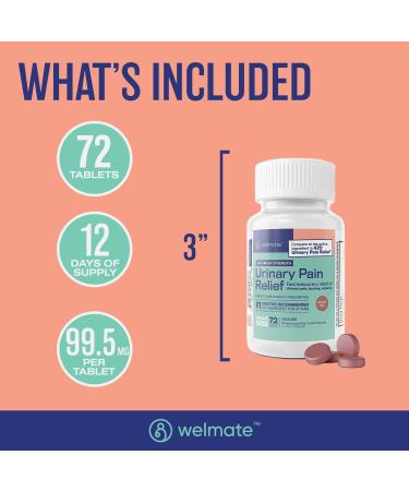 WELMATE UTI Comfort & Gut Health Essentials: Urinary Pain Relief Phenazopyridine 99.5mg (72 Ct) & Bifidobacterium Probiotic (200 Ct) | Complete Urinary and Digestive Support Package - Buy Online on GoSupps.com