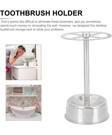Stainless Steel Divided Toothbrush Toothpaste Holder Stand - Bathroom Vanity Organizer for Toothbrush, Razor, Makeup Brushes - Buy Online on GoSupps.com
