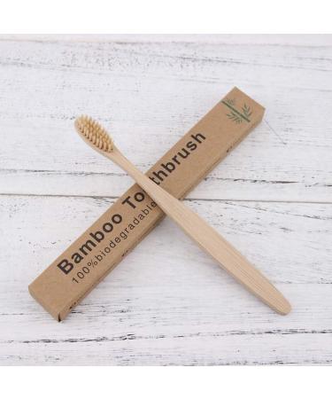 20 pcs Bamboo Toothbrush Set with Case | BPA-Free & Sustainable Wooden Toothbrushes | Activated Carbon for Healthy White Teeth - Beige - Buy Online on GoSupps.com
