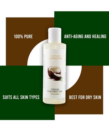 Buy 100% Pure Organic Virgin Coconut Oil - 7.4Oz Cold Pressed for Hair & Skin | Nature's Absolutes - Buy Online on GoSupps.com