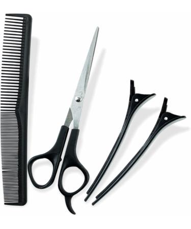 Professional Hairdressing Set - 4 Piece Black Scissor Shear Hair Comb Clips Kit for Men, Women, Kids - Salon Essentials Home Accessories - Hairdresser Scissors - Pack of 1 - Buy Online on GoSupps.com